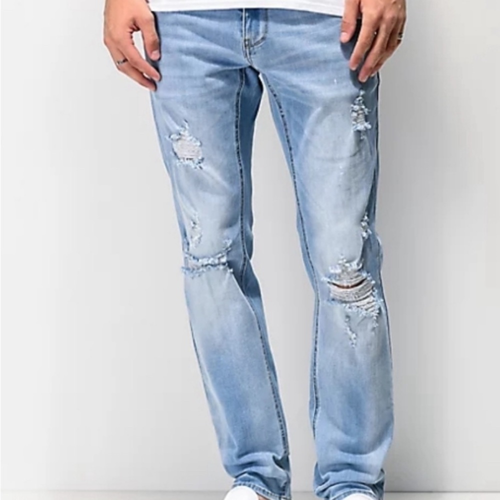 Empyre Mens Skeletor Rush EXT Stretch Skinny Jeans Size 28 Distressed Ripped